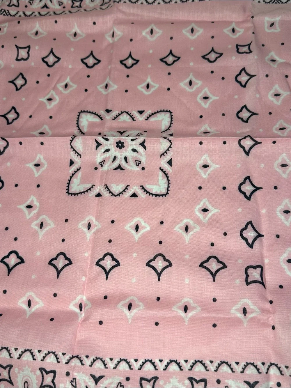 Vintage Light Pink Bandana 100% Cotton 13962 Floral Paisley Print USA Made NEW